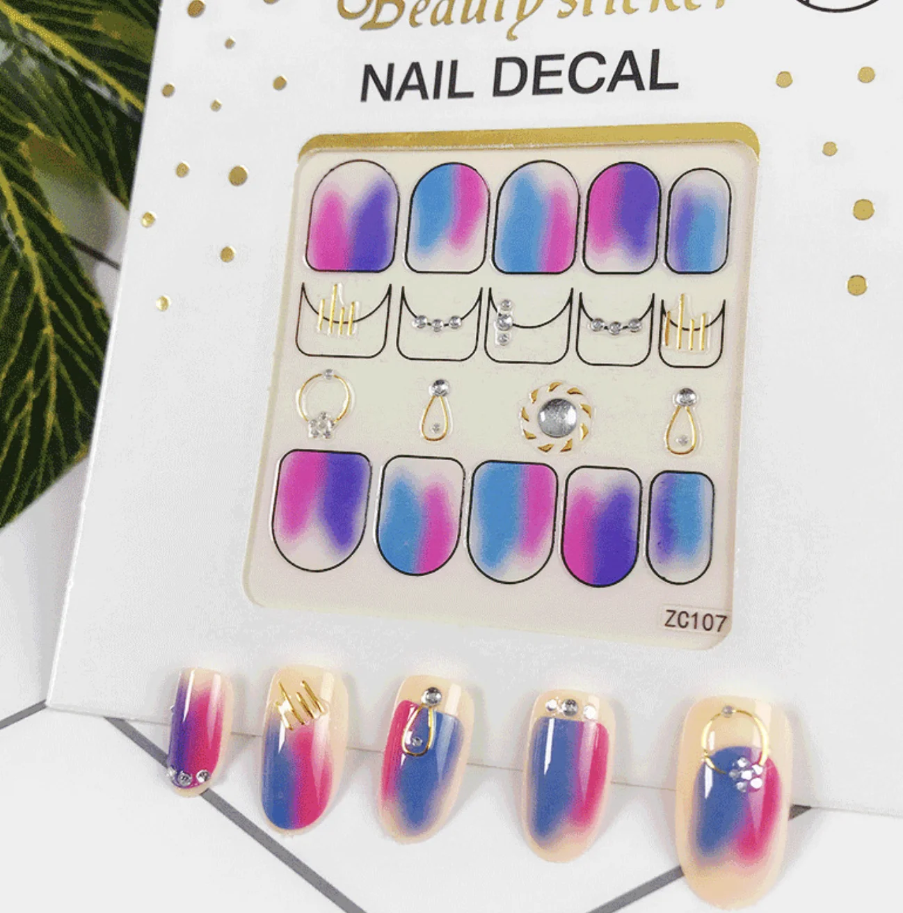 

1 Sheet Colorful 3D Bronzing Nail Art Stickers ins Imitation Diamond High Quality Lucky Cat Nail Art Accessories DIY Small Decal