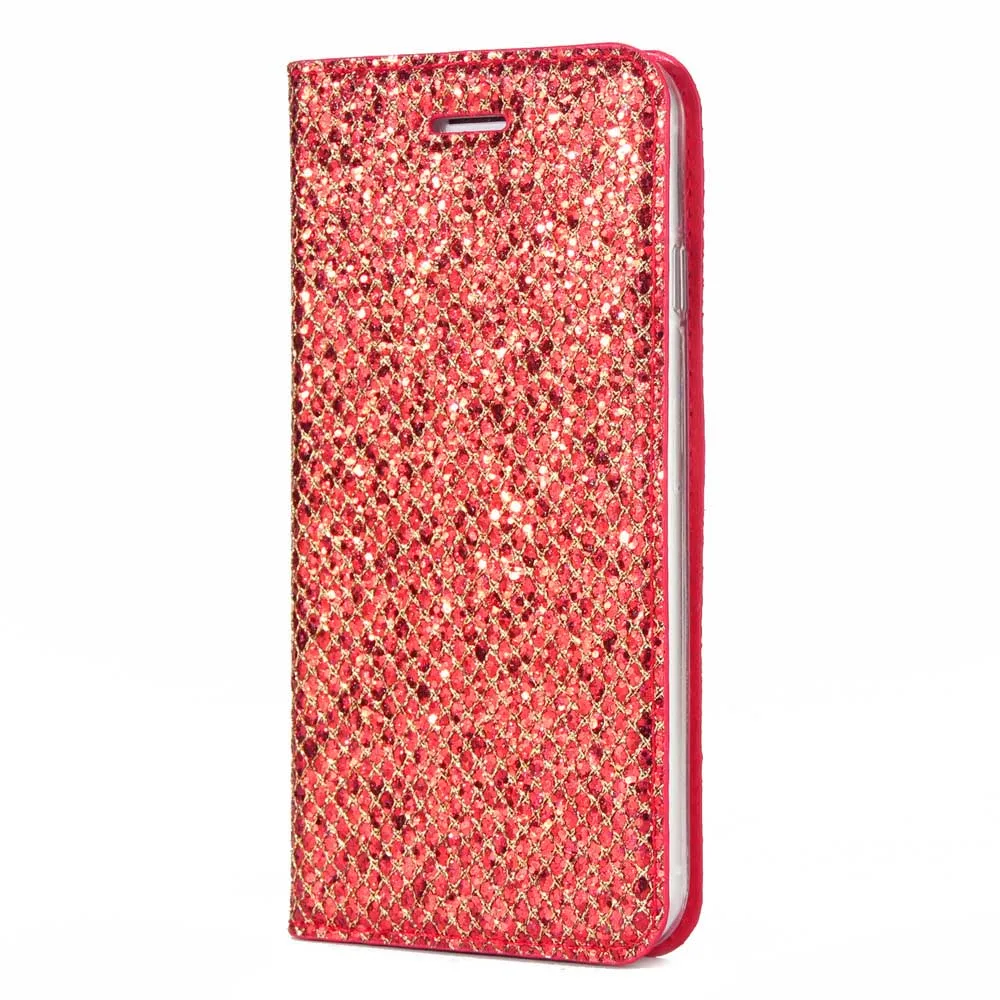 Red Блестящий кожаный чехол-кошелек для iPhone 6, 6 S, 7, 8 Plus, X, XS, Max, XR, 11 Pro, Max, 5, 5S, 5E, задний Чехол с магнитом, держатель для карт, флип-чехол - Цвет: Red