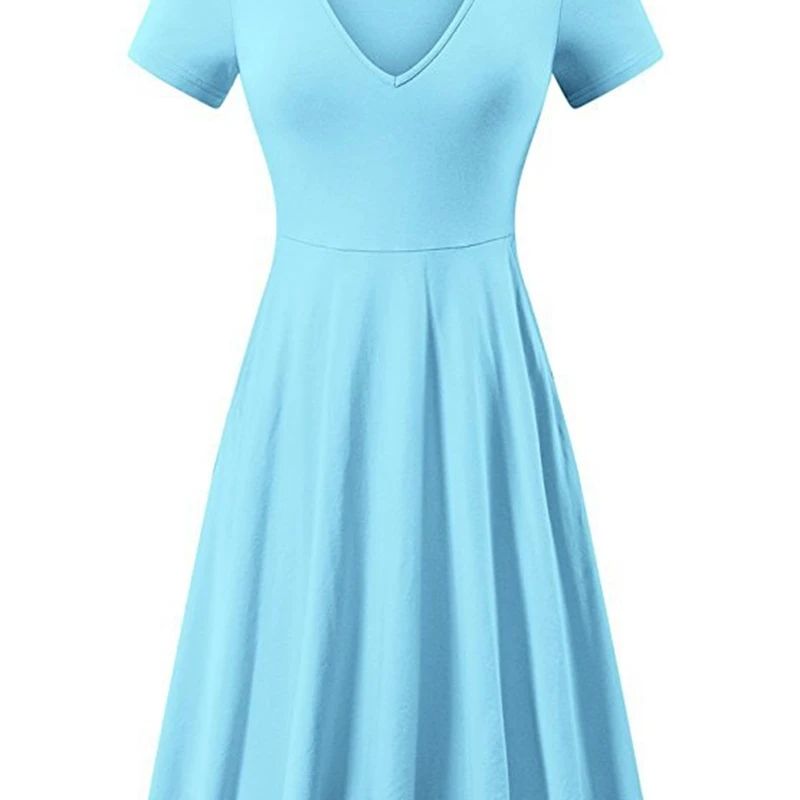 

Fashion Casual Solid Woman Dress Sexy V-Neck Short Sleeve Summer Female Plus Size Vestidos De Mujer vintage long