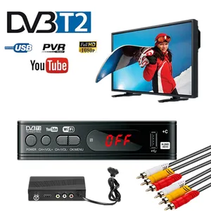 ТВ-тюнер DVB T2 USB2.0 TV Box HD 1080P DVB-T2 тюнер приемник спутниковый cccam декодер Встроенный Русский ручной монитор адаптер
