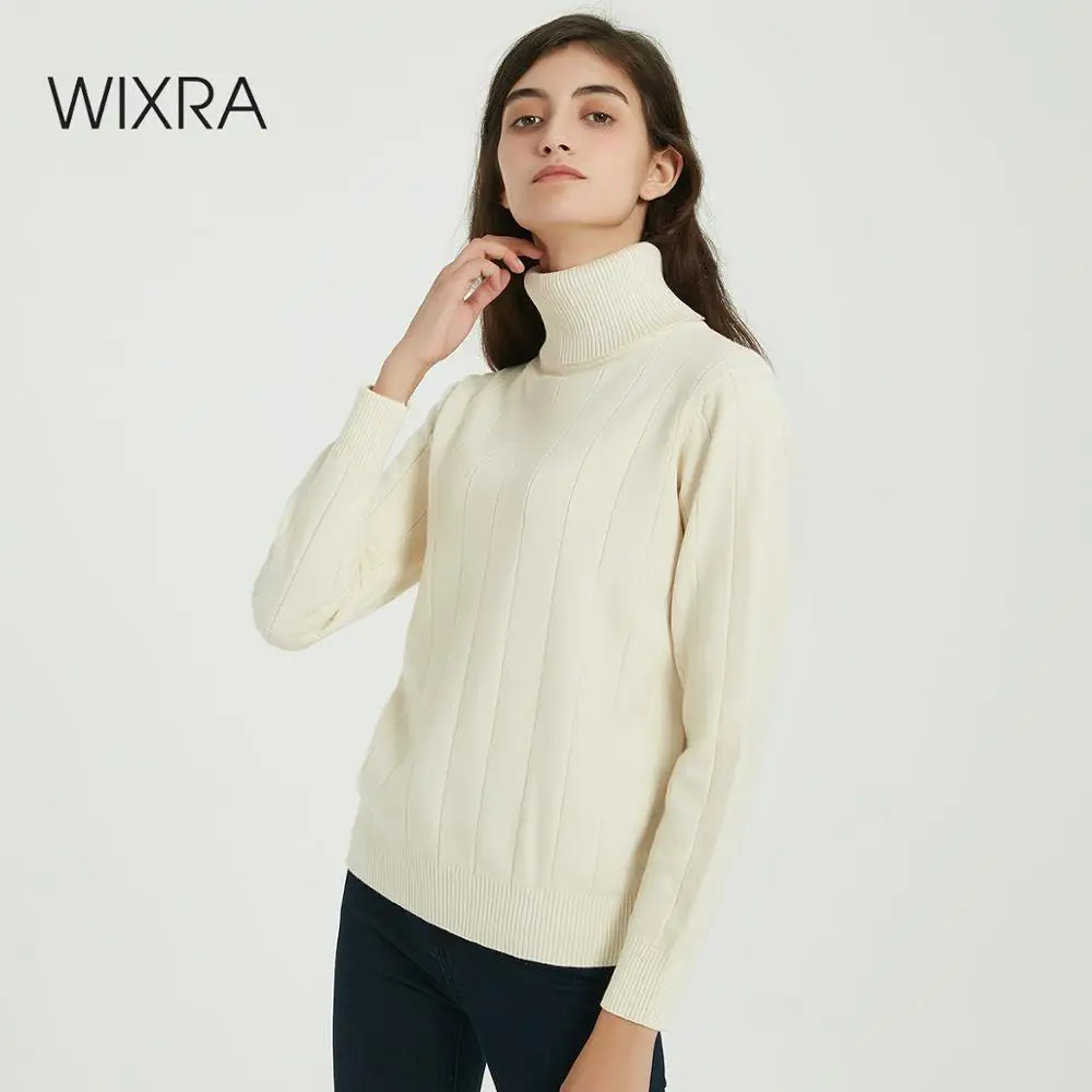 

Wixra Women Knit Turtleneck Sweater Pullovers Ladies Full Sleeve Tops Sweaters Jumper Soft Casual Streetwear 2019 Autumn Winter
