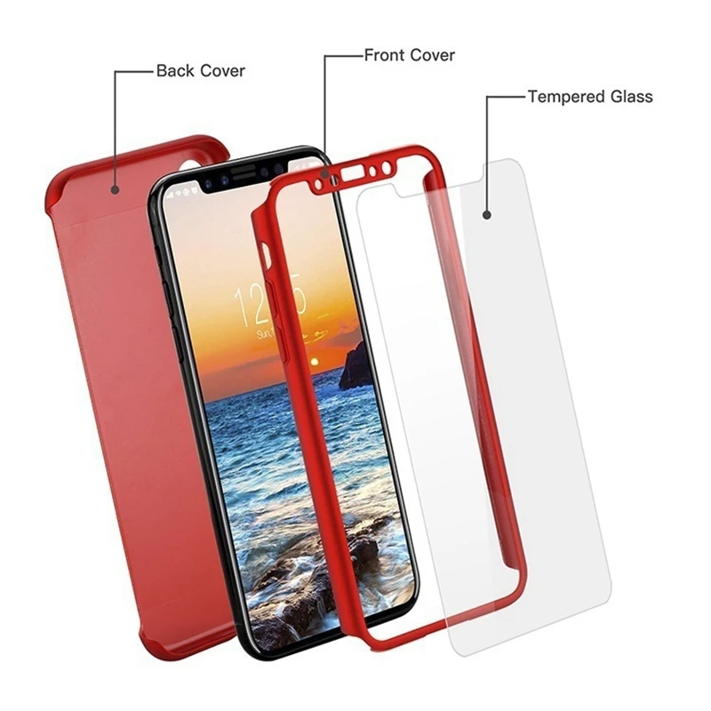 UPaitou Cases for iPhone SE 2020 11 Pro XR X XS Max 8 7 6 6S Plus Hard PC Case Luxury 360 Degree Full Cover with Tempered Glass |