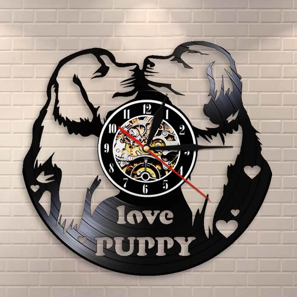 Настенные часы Love Puppy Pugs настенные для собак украшения любителей ретро виниловые