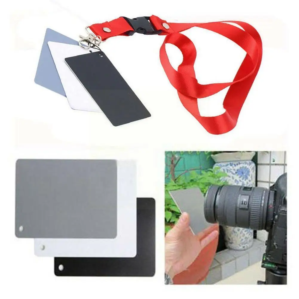 

Digital Color Balance Black And White Gray Three Color Card Portable With Neckband For Photography Studio G3m9