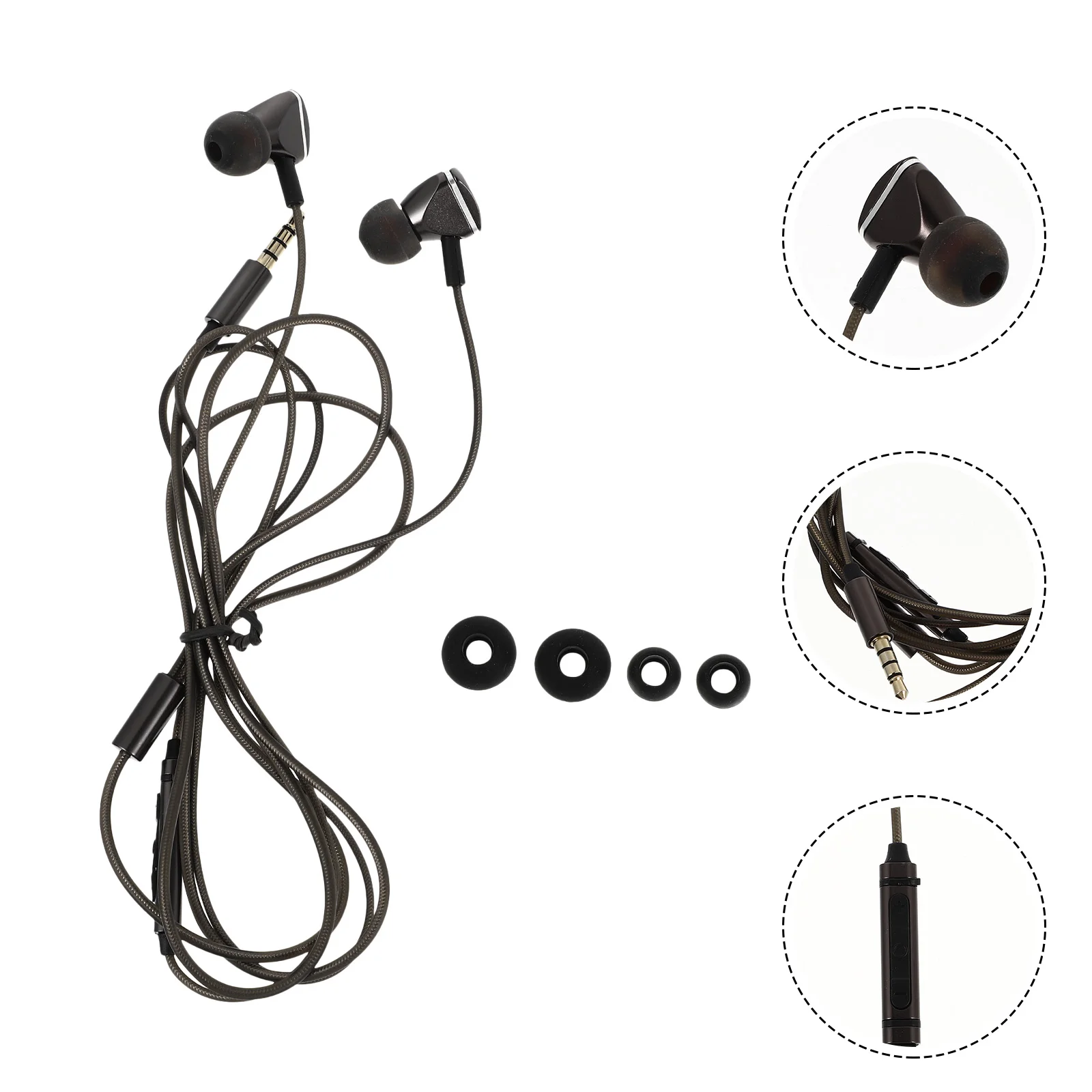 1pc Headphone Ergonomic Wired Control In-ear Noise Canceling Headset (Black)