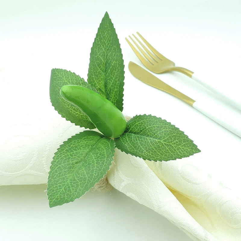 

Simulation Chili Plant Napkin Ring Green Pepper Buckle for Wedding, Dinner Party, Xmas, Thanksgiving, Birthday