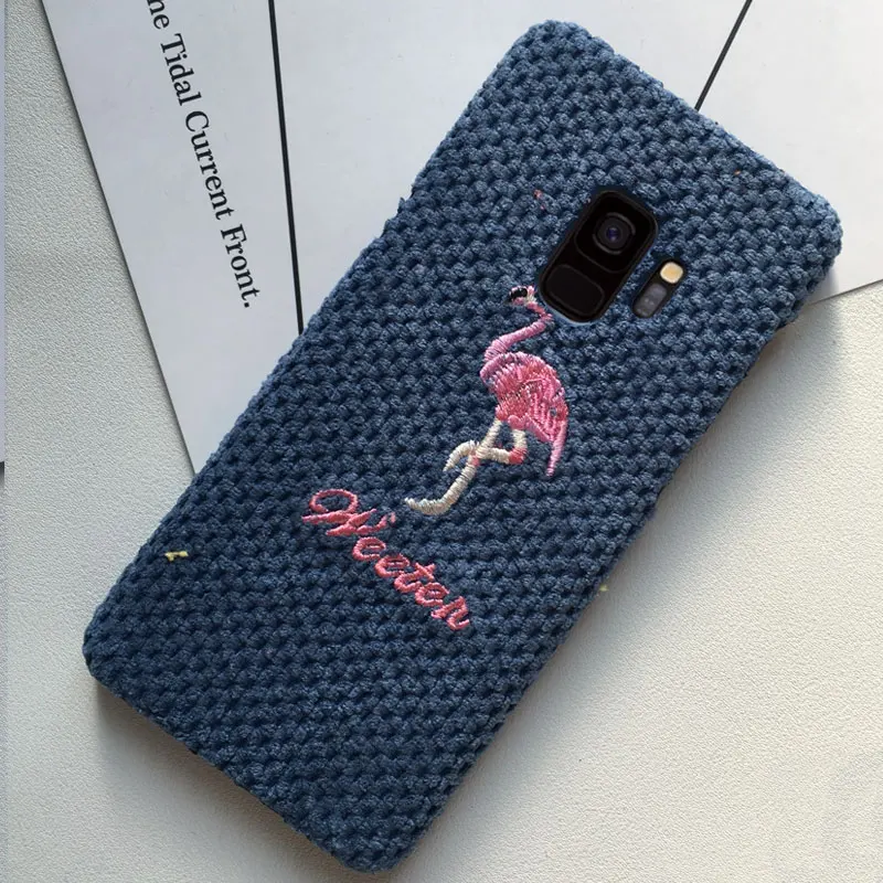 Осенний теплый тканевый чехол для телефона для samsung Galaxy S8 S9 Plus S8+ S9+ мультяшный милый чехол s полотенце вышивка Твердый Чехол - Цвет: Flamingo
