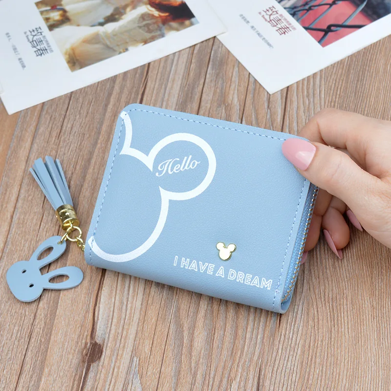 Маленький кошелек Disney с Микки Маусом Дамский короткий бумажник на молнии