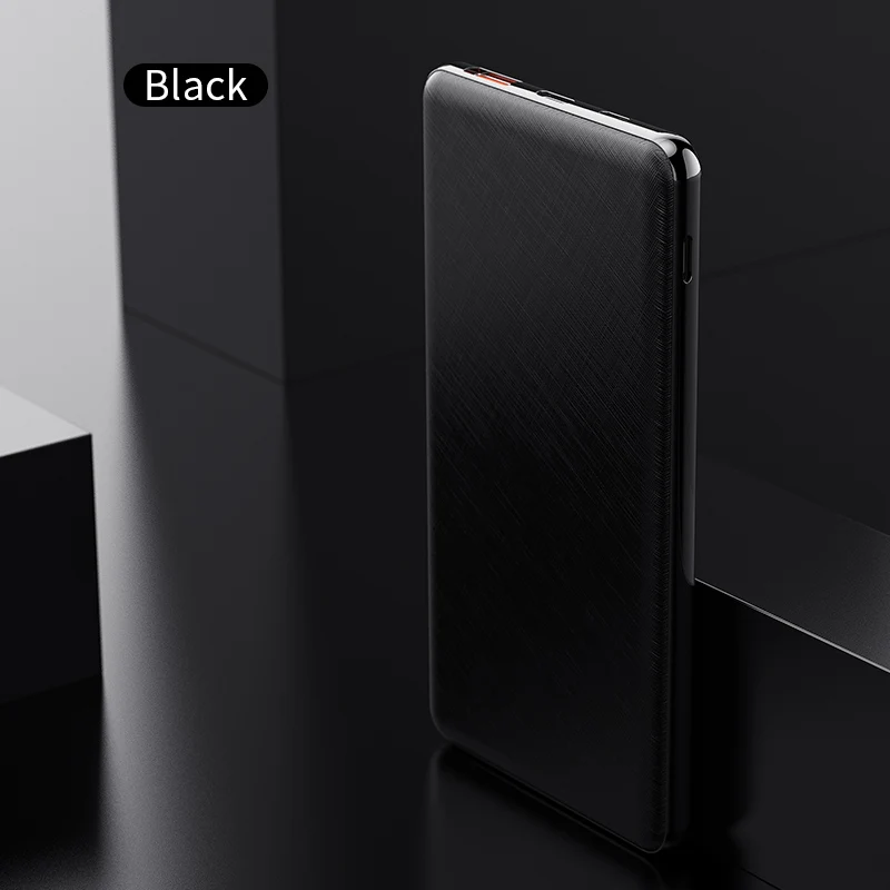 Power Bank 10000mAh YKZ Poverbank QC 3,0 2,0 type-C PD Быстрая зарядка внешний аккумулятор для iPhone X samsung Pover bank - Цвет: Black