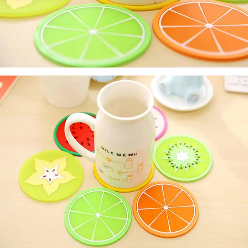 6 шт. Горячие подстаканники форма фруктов силиконовая подставка под кружку