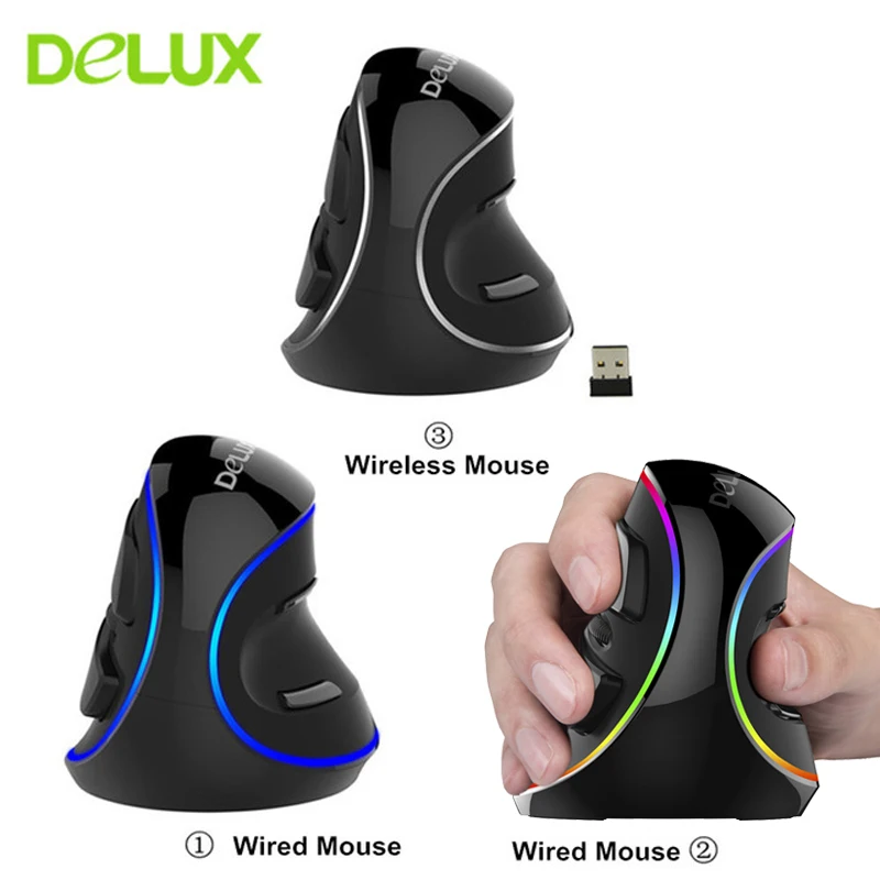 Delux M618 Plus Vertical Mouse Gaming 3D Mice Ergonomic Useful LED Light Computer for PC Laptop Gamer new | Компьютеры и офис