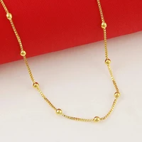 european vintage gold color all match stacking thin chain single interval bead choker necklace