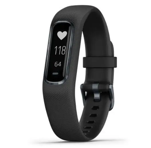 Оригинальные спортивные часы Garmin vivosmart 4 для фитнеса, для плавания, бега, пульсометр, Смарт-часы для женщин, марафон, браслет для дам - Цвет: Черный