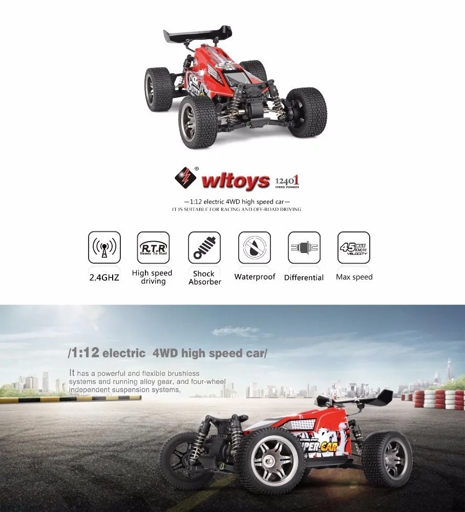 Высокая скорость Wltoys 12401 радиоуправляемые машины 1/12 4WD гусеничный Радиоуправляемый автомобиль RTR 2,4 GHz Радиоуправляемый гоночный автомобиль радиоуправляемые автомобили VS WLtoy A959