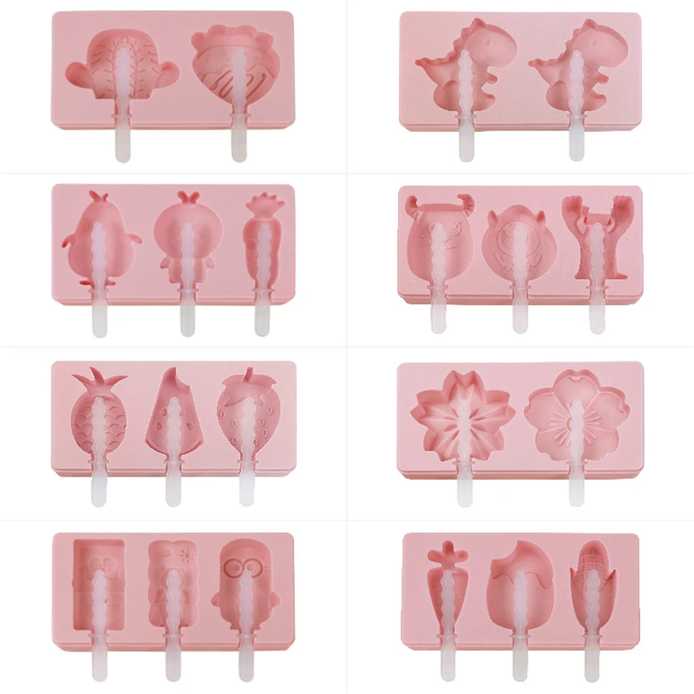 Мультфильм Клубника Shaped силиконовая форма для Фруктового мороженого на палочке