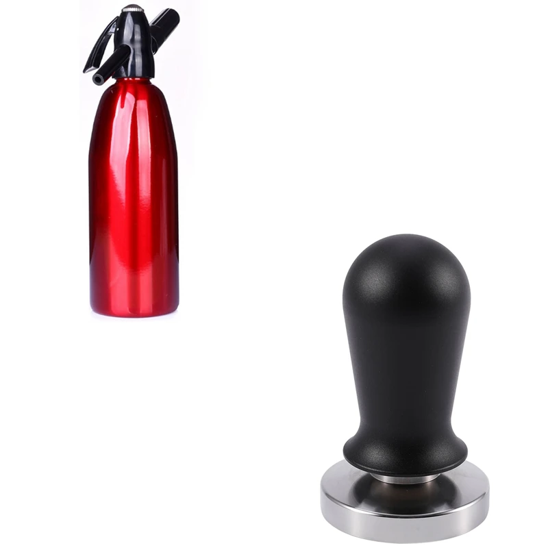 

1 Pcs 54mm Stainless Steel Coffee Tamper Press Flat Base with Hand & 1 Pcs Soda Soda Machine, Cream Foam Bottle