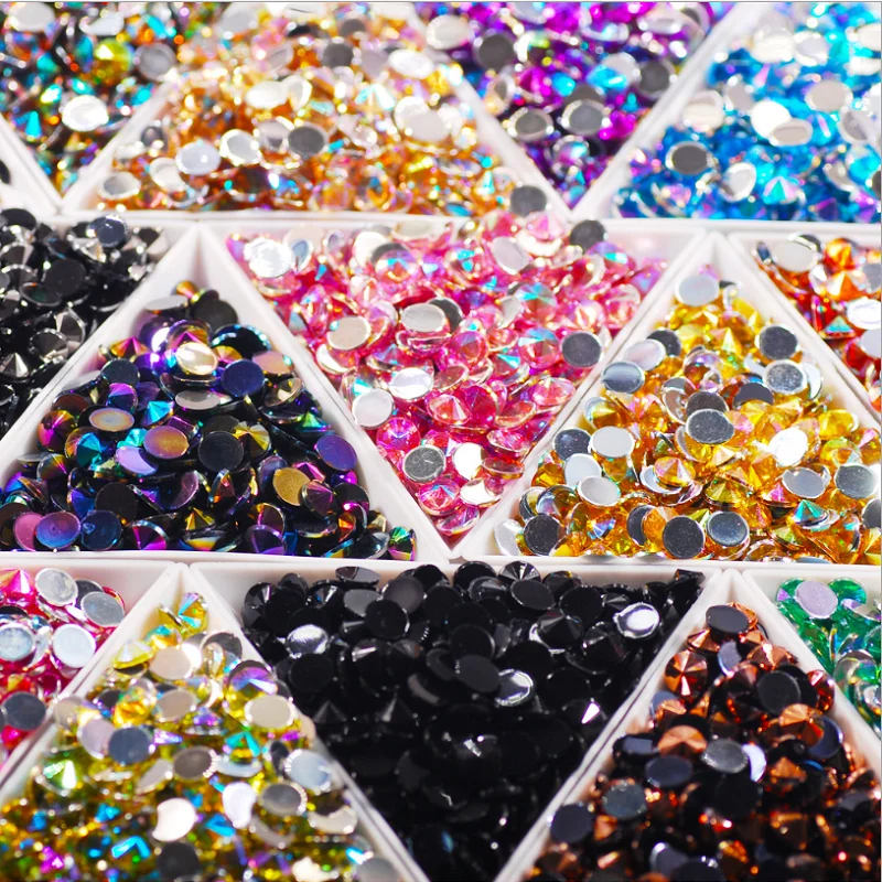 

High Quality 1000Pcs 4mm Acrylic Satellite Rhinestone Flatback Flat Back Round Crystal Colorful AB Stone For Clothes Decoration