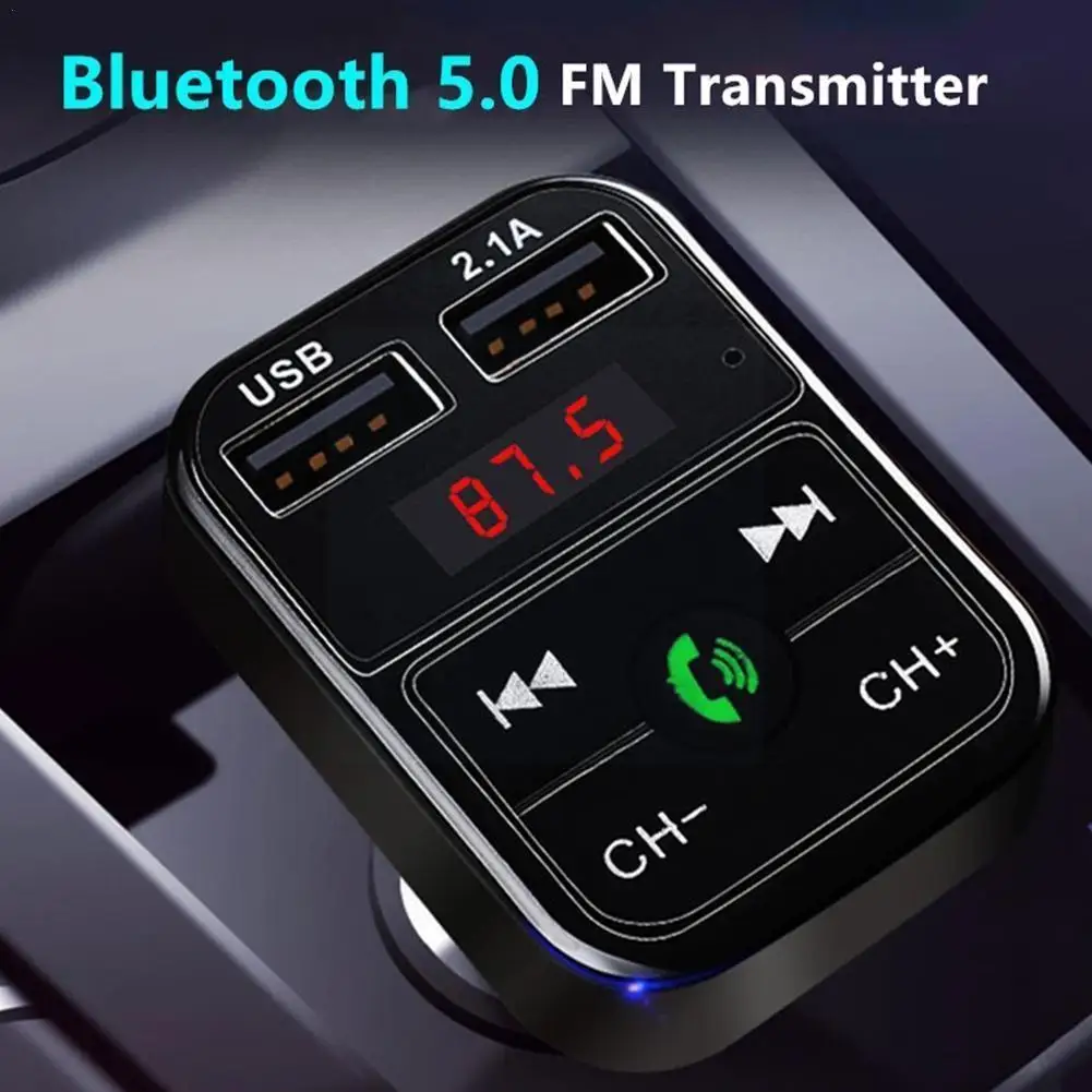 

3color Fast USB2.0 Car Charger Bluetooth 5.0 FM Transmitter Kit Modulator Audio Phone Charger Car Handsfree Player Car Radio