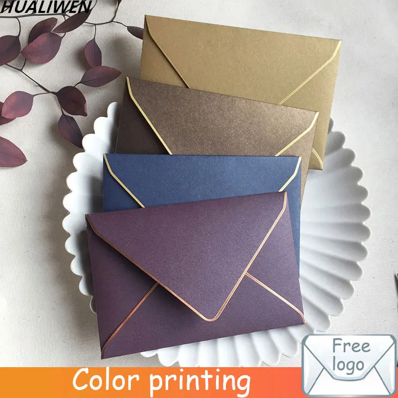 

5pcs 11.5*16.5CM Dark Brown/Gold/Purple/Dark Blue Pearlescent Paper Envelope Wedding Business Invitation Hot Stamping Envelope