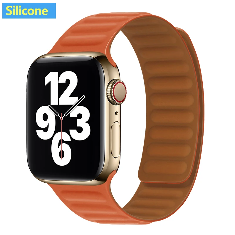 

Ремешок силиконовый для Apple watch band 44 мм 40 мм 45 мм 41 мм 38 мм 42 мм, магнитный браслет для наручных часов iWatch series 6 5 4 3 SE 7