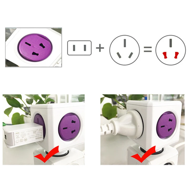 Allocacoc адаптер питания Мощность куб дорожный розетка с usb удлинитель электрический тройник розетка Переходник штекер Мощность полосы ЕС США CN 4 удлинитель с USB Порты для Австралия Новая Зеландия Japan10A 2500W