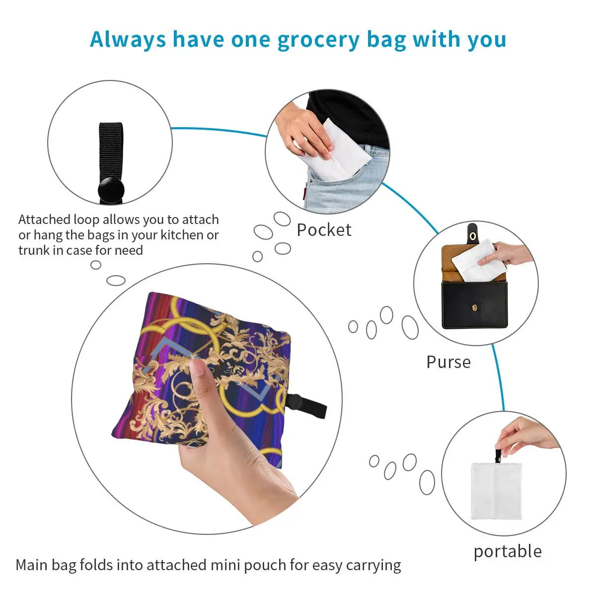 

NOISYDESIGNS Golden Flowers Printing Shopping Bag Eco Reusable Shopping Tote Bag Gradient Shoulder Folding Handbags Women Bolsas