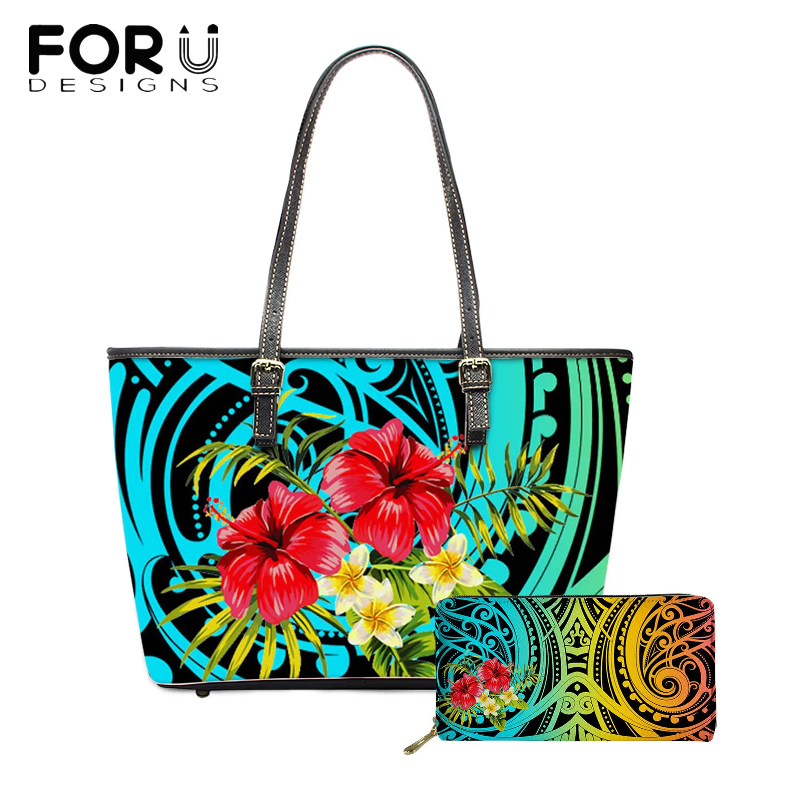

FORUDESIGNS Hawaii Kanaka Maoli Polynesian Flower Printed Women Shoulder Bag High Capacity Tote Messenger Bag for Lady Bolso