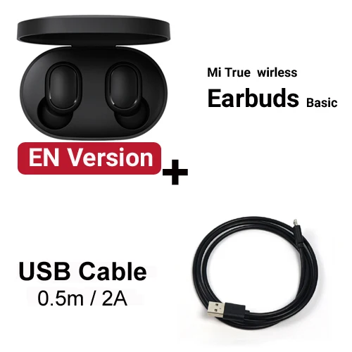 EN add USB cable Xiaomi mi Red mi AirDots TWS Bluetooth наушники настоящая Беспроводная bluetooth 5,0 гарнитура DSP активное шумоподавление Голосовое управление - Цвет: EN add USB cable