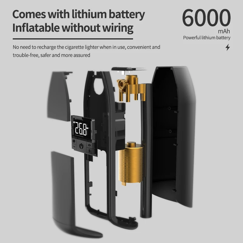 Online Compresor De Aire Portátil Para Inflar Neumáticos, Bomba De Aire Con Motor De Metal De 19 Cilindros, Recargable, 150 PSI, Inalámbrica, Para Bola De Bicicleta Y Coche