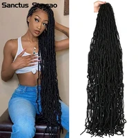 synthetic faux locs crochet braiding hair 18 24 36inch pre looped soft goddess locs curly crochet hair extension for black women