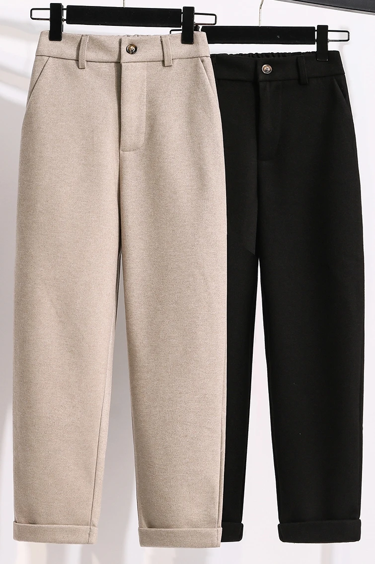 Женские твидовые шаровары модные однотонные брюки с высокой талией