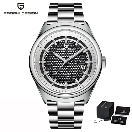 silver white Новые PAGANI дизайнерские брендовые Роскошные модные Универсальные мужские часы из нержавеющей стали простой кварцевые часы бизнес класса Relogio Masculino - Цвет: silver white