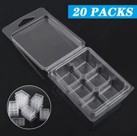 20pcs clear plastic wax melt molds 6 cell wax melt clamshell packaging molds for wax soap candle melt cubes containers