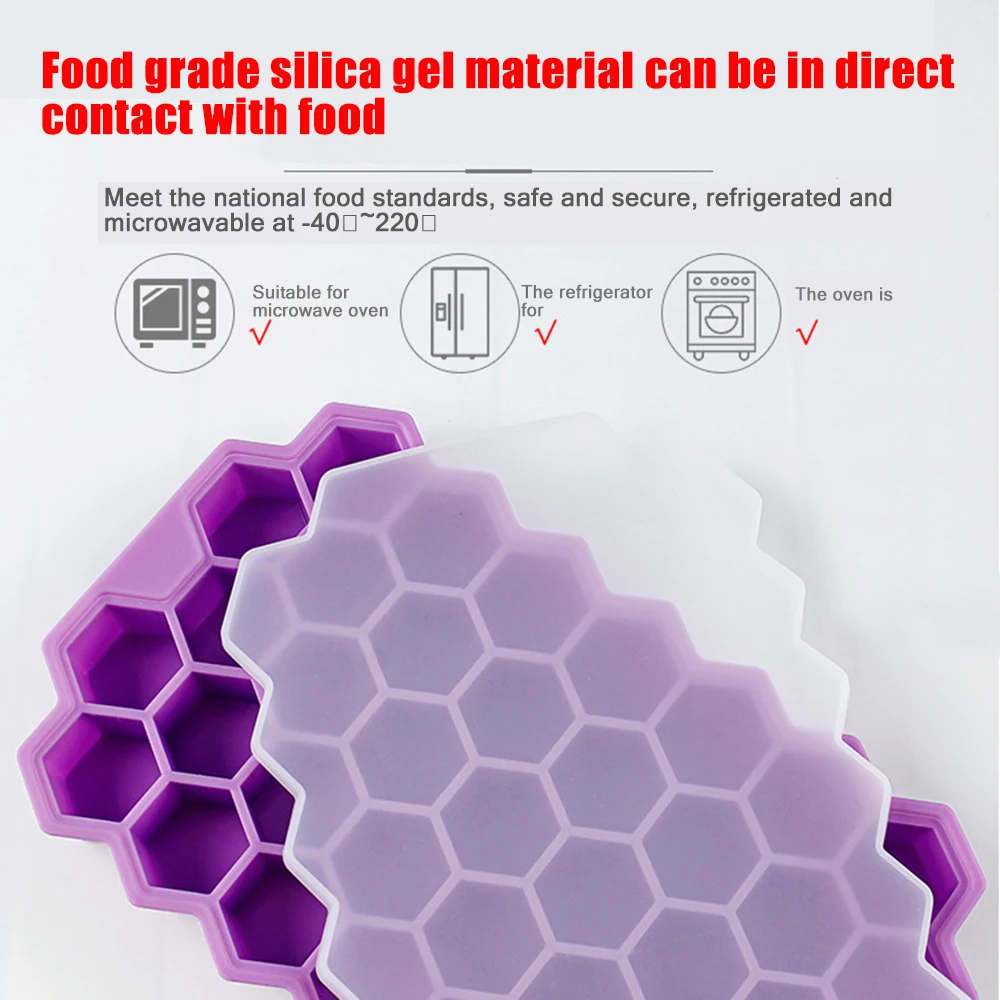 

Food Grade Silicone Ice Tray 37 Cubes Home Ice Cube Maker Mold With Lid DIY Ice Cube Maker For Whiskey Cocktail Cold Drink