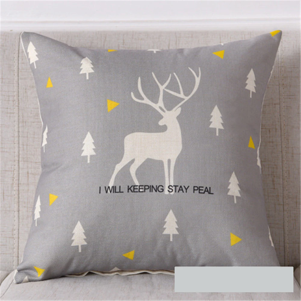 Подушка в скандинавском стиле с геометрическим рисунком оленя | Дом и сад