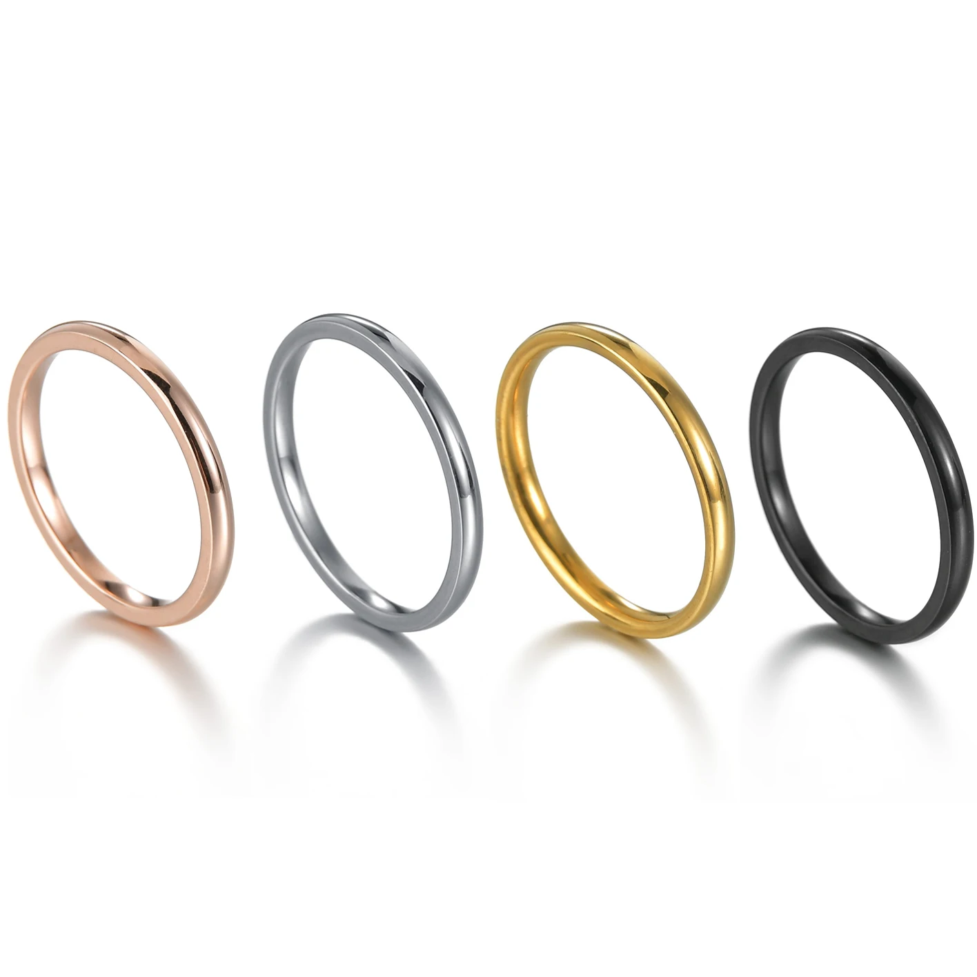 

Brand Smooth Ring for Woman Man Wedding Rose/Gold/Black Color 316L Stainless Steel High Polished Rings Not Fade