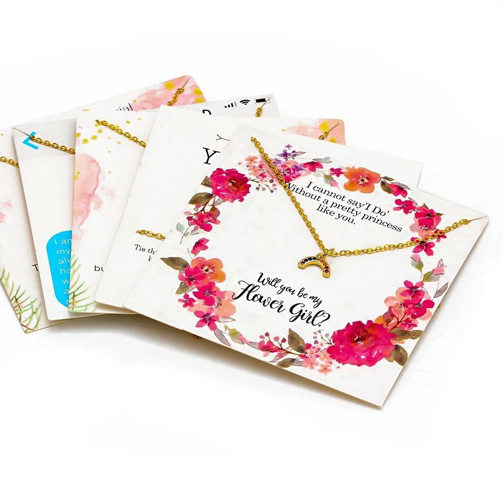 Wish Card Мода микро проложенная Радужная Подвеска Ожерелье для женщин сделать карточку желаний ожерелье ювелирные изделия подарок для сестры друзей CN281