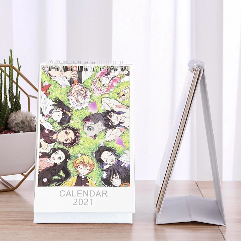 

2021 Anime Demon Slayer Kimetsu No Yaiba Desk Calendar Kamado Tanjirou Cartoon Figure Desk Calendars Daily Schedule Planner