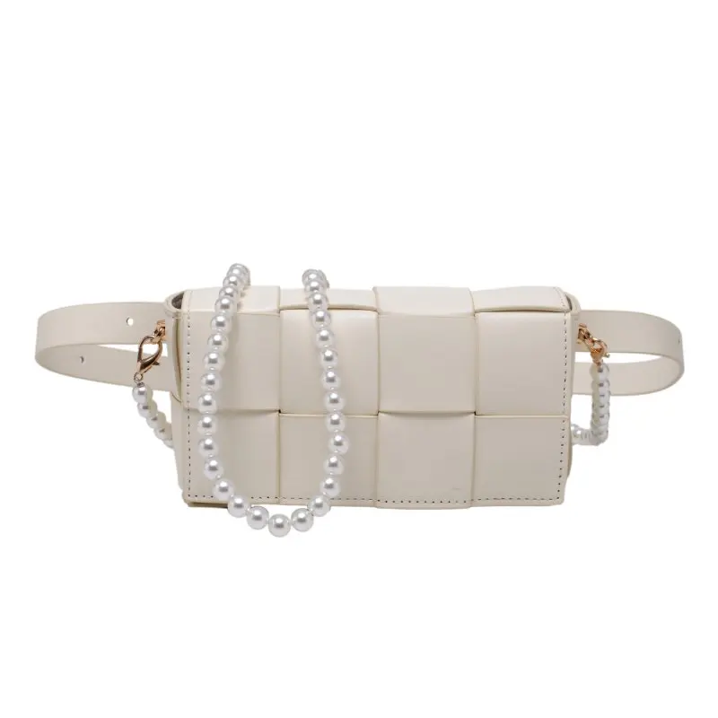 

Belt Pearl Shoulder Design Mini Leather Crossbody Shoulder Bags for Women 2021 Summer Handbags and Purses Lady Chest Waist Pack