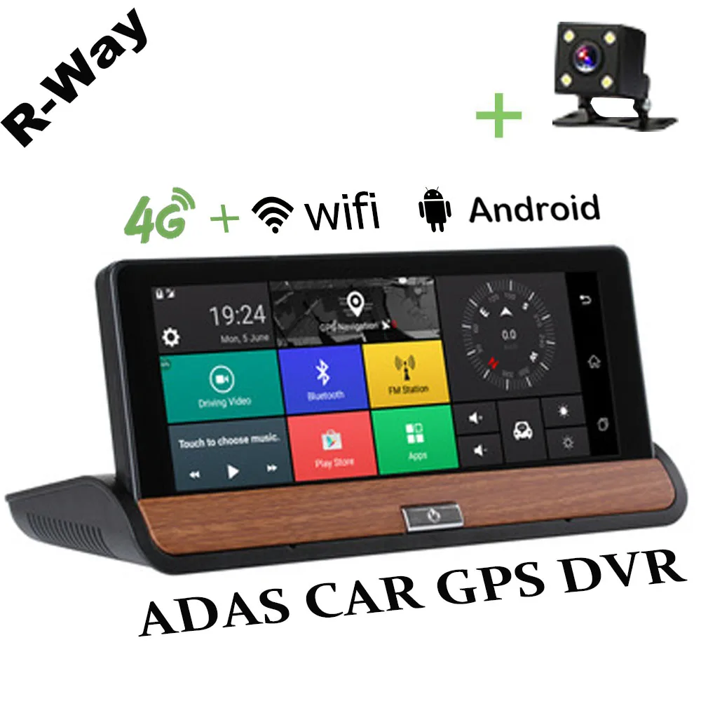 R Way 3g/4G ADAS Android Автомобильная приборная панель DVR gps навигация 7 дюймов FHD 1080P