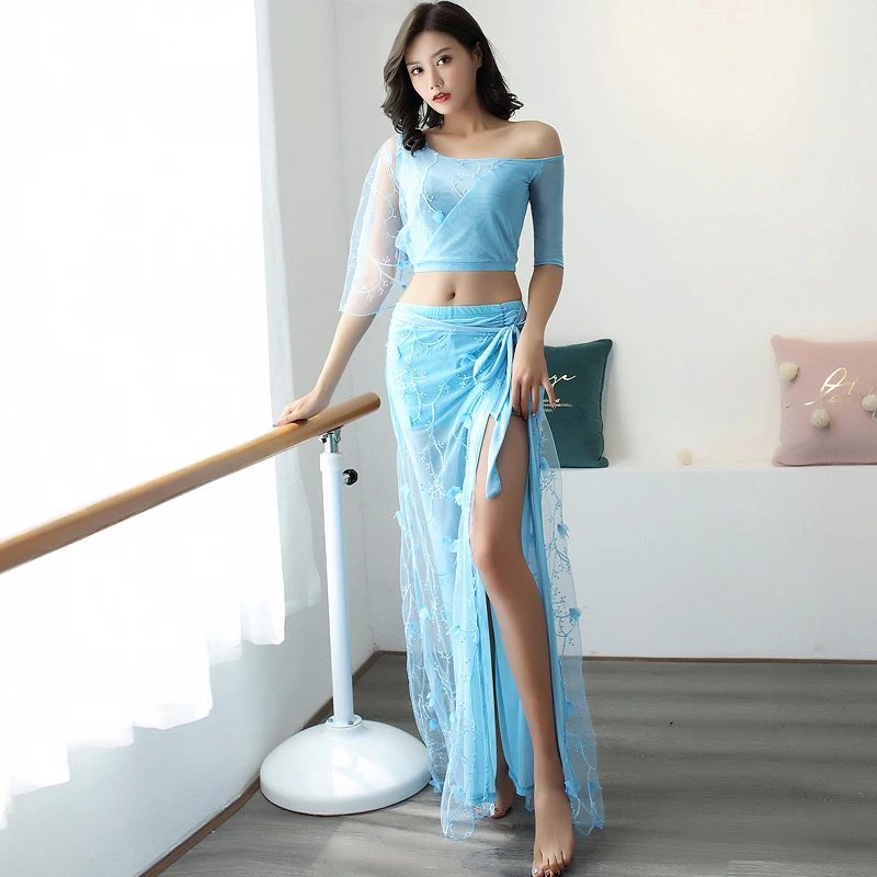 Женское платье для танца живота длинное с топом и юбкой восточных танцев одежда