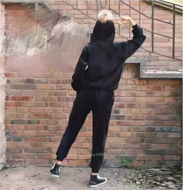 women sportswear tracksuit winter thickness fleece warm hoodies sweatshirt+pant running jogging fitness casual set sport suit |