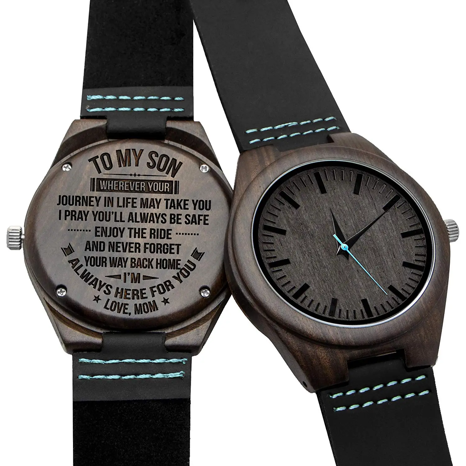 

Custom To My Son-Engraved Wood Watch Sandalwood Belt Watches Luxury Automatic Quartz Watches Kid Watch Birthday Graduation Gift