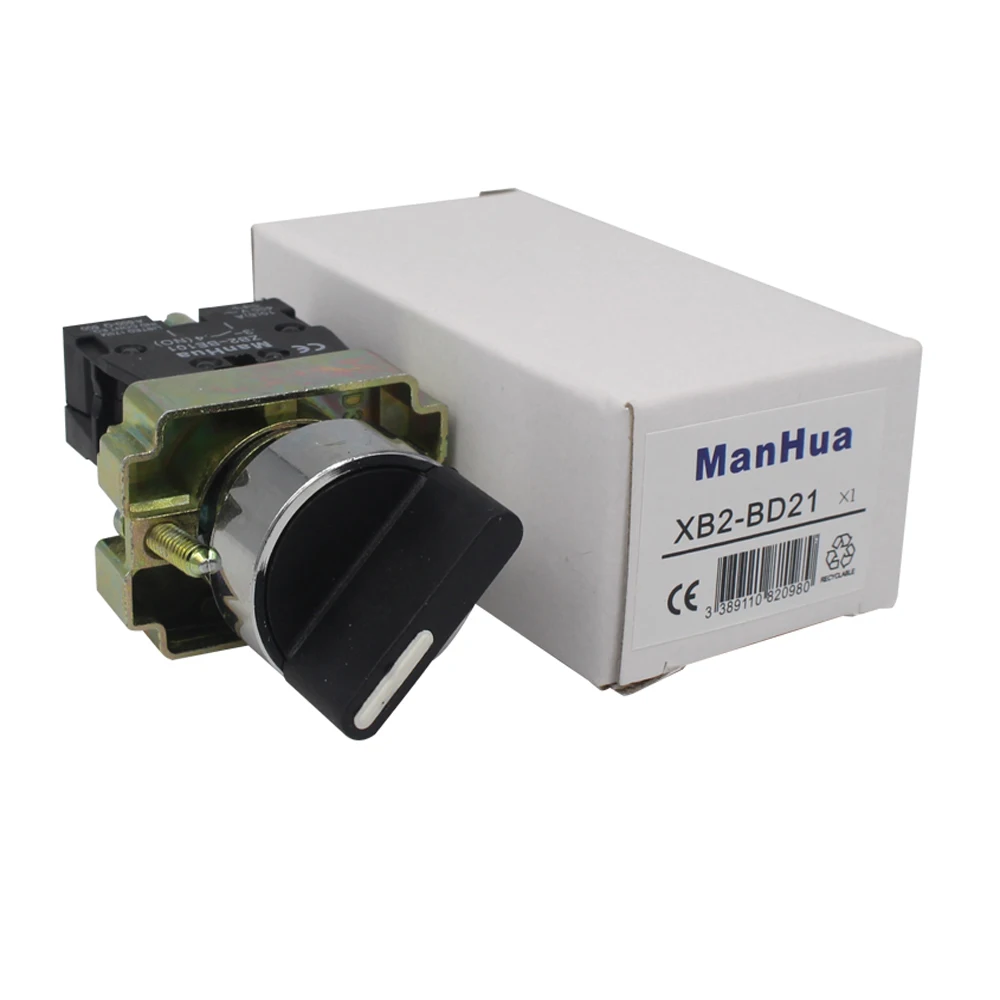

ManHua 10A Control Switch XB2-BD21 standard handle selector Knob Rotary Selector Switches