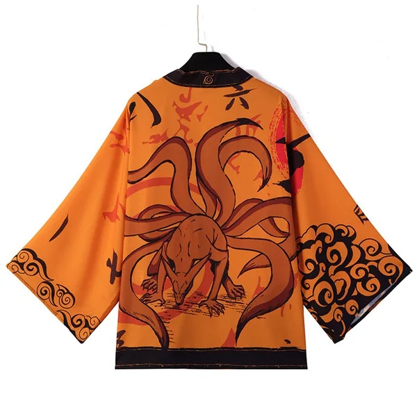 

New Anime Hokage bijuu Kurama Kimono Konoha Kakashi Kyuubi Cosplay Costumes Ninja Cloak Haori Cardigan Teens Jacket Coat Top