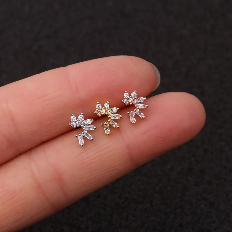 Серьги каффы с микрозакрепкой циркониевые простые модные милые бриллиантовые