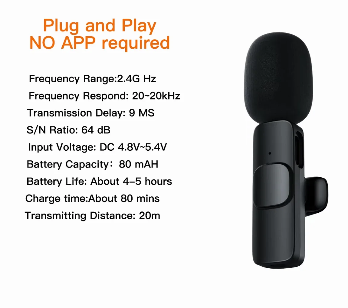 Беспроводной мини-микрофон для IPhone IPad Автоматическая синхронизация YouTube Tiktok Facebook