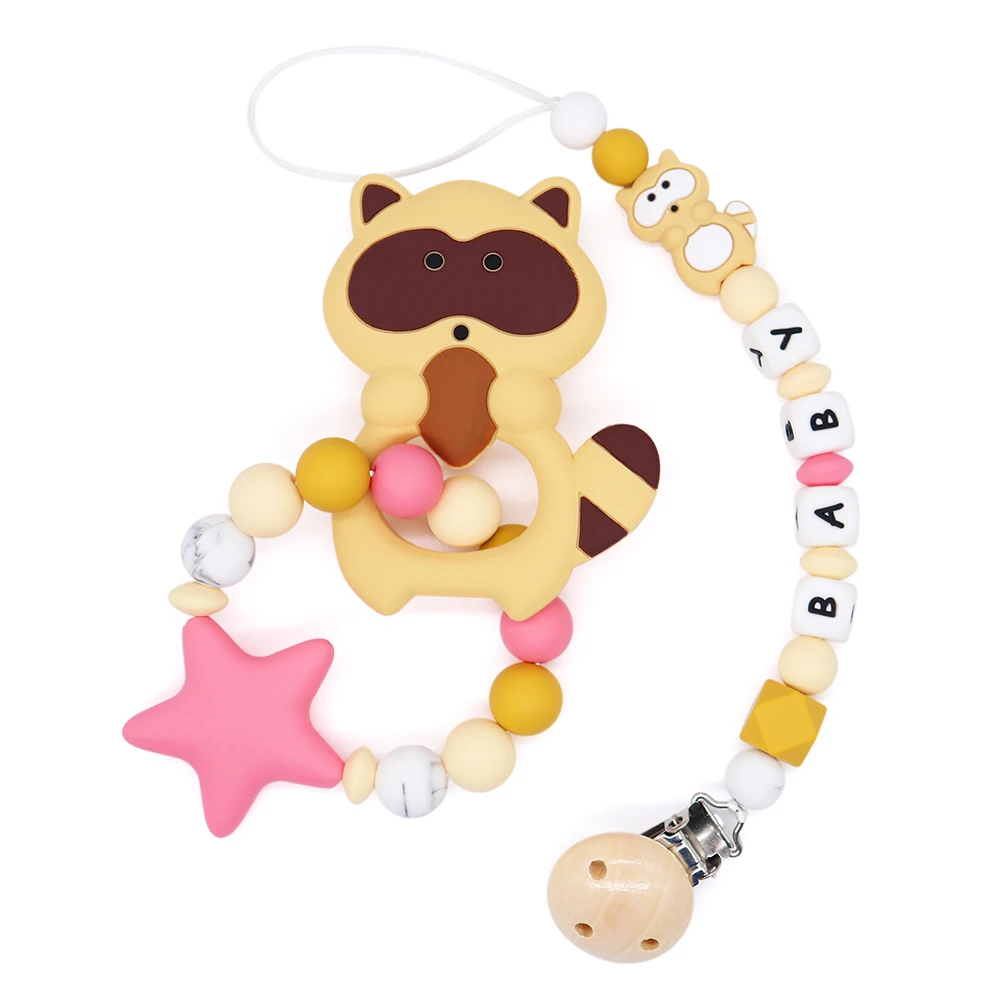 

Bear Teether Teething For Baby Infant Chewable Chewing Toys For Baby BPA Free Food Grade Silicone With Pacifier Clips