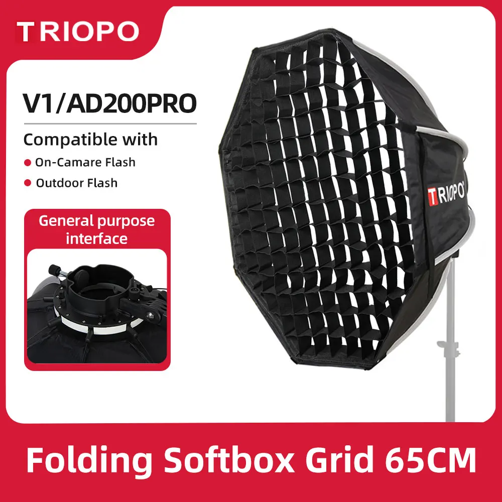 Восьмиугольный зонт-софтбокс Triopo KX65 65 см + сотовая сетка для внешней вспышки