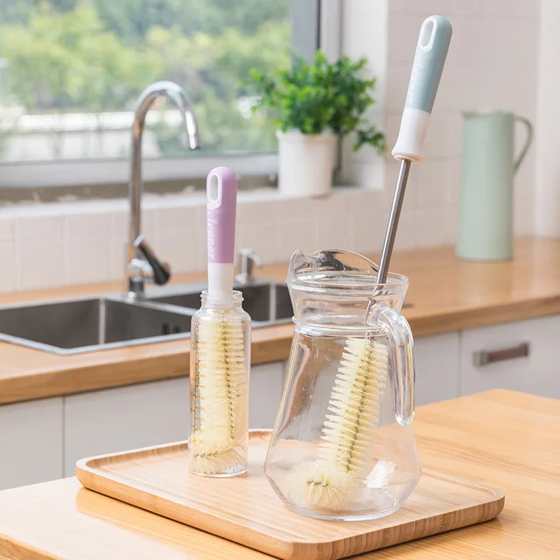 

Silicone Long-handled Cup Brush Milk Bottle Brush Handle Cup Brush Handheld Kitchen Household Cleaning Brushes